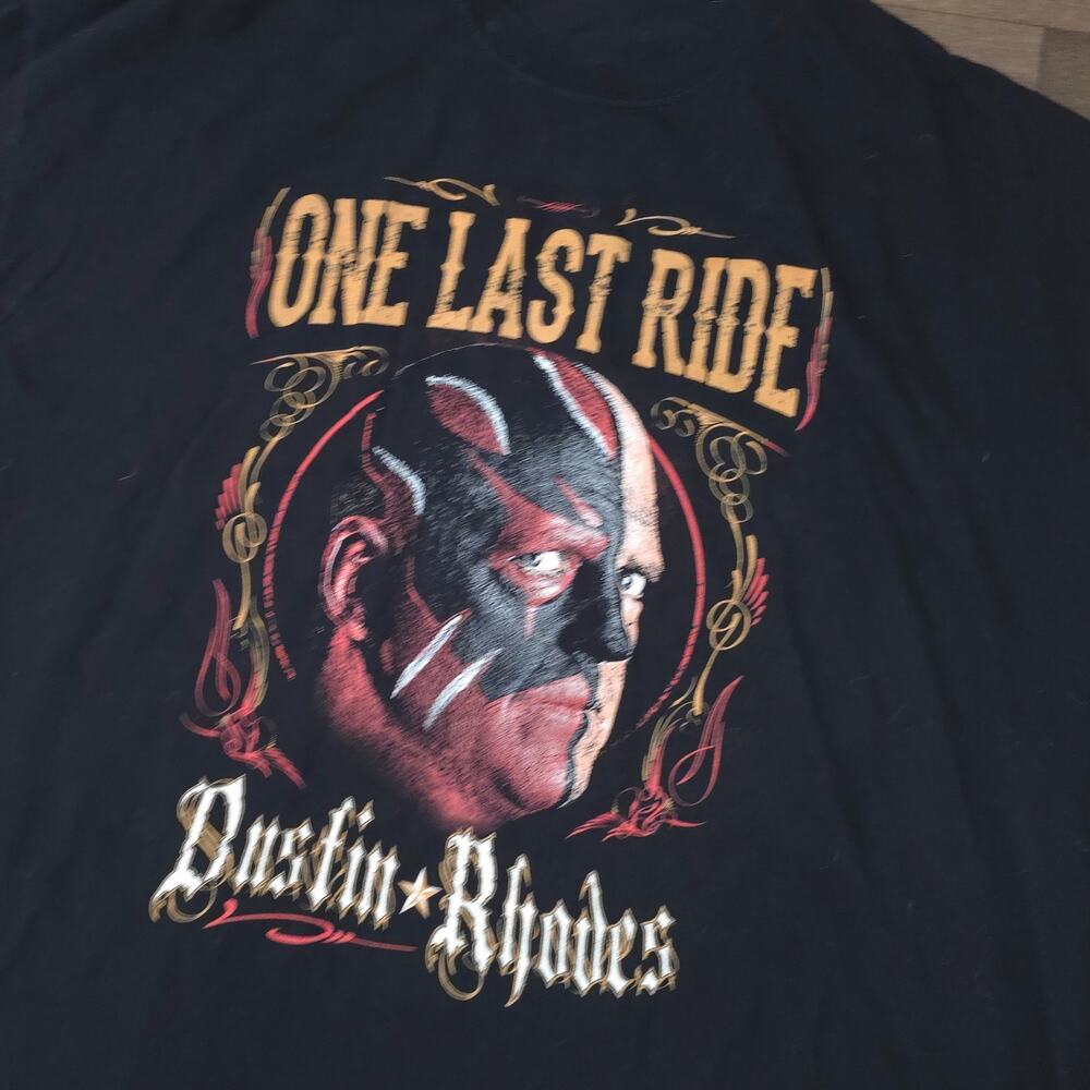 WWE Dustin Rhodes One Last Ride T Shirt XL Black Wrestling Graphic Tee WCW AEW - Picture 4 of 8